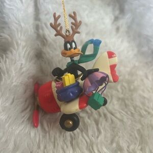 1997 Daffy Duck Flying Airplane Christmas Ornament Warner Bros Looney Tunes